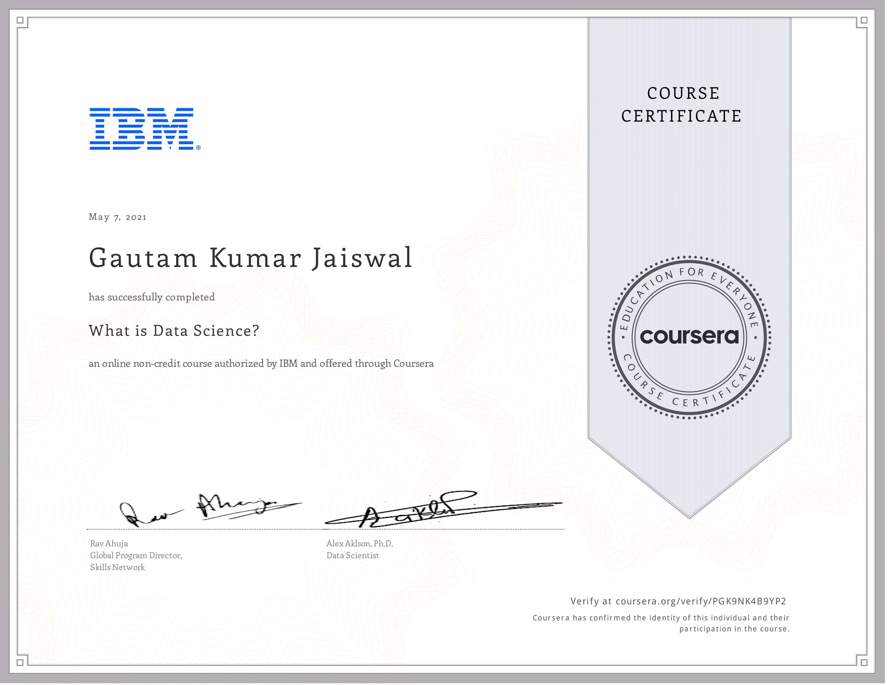 Gautam Kumar Jaiswal | Introduction to Data Science