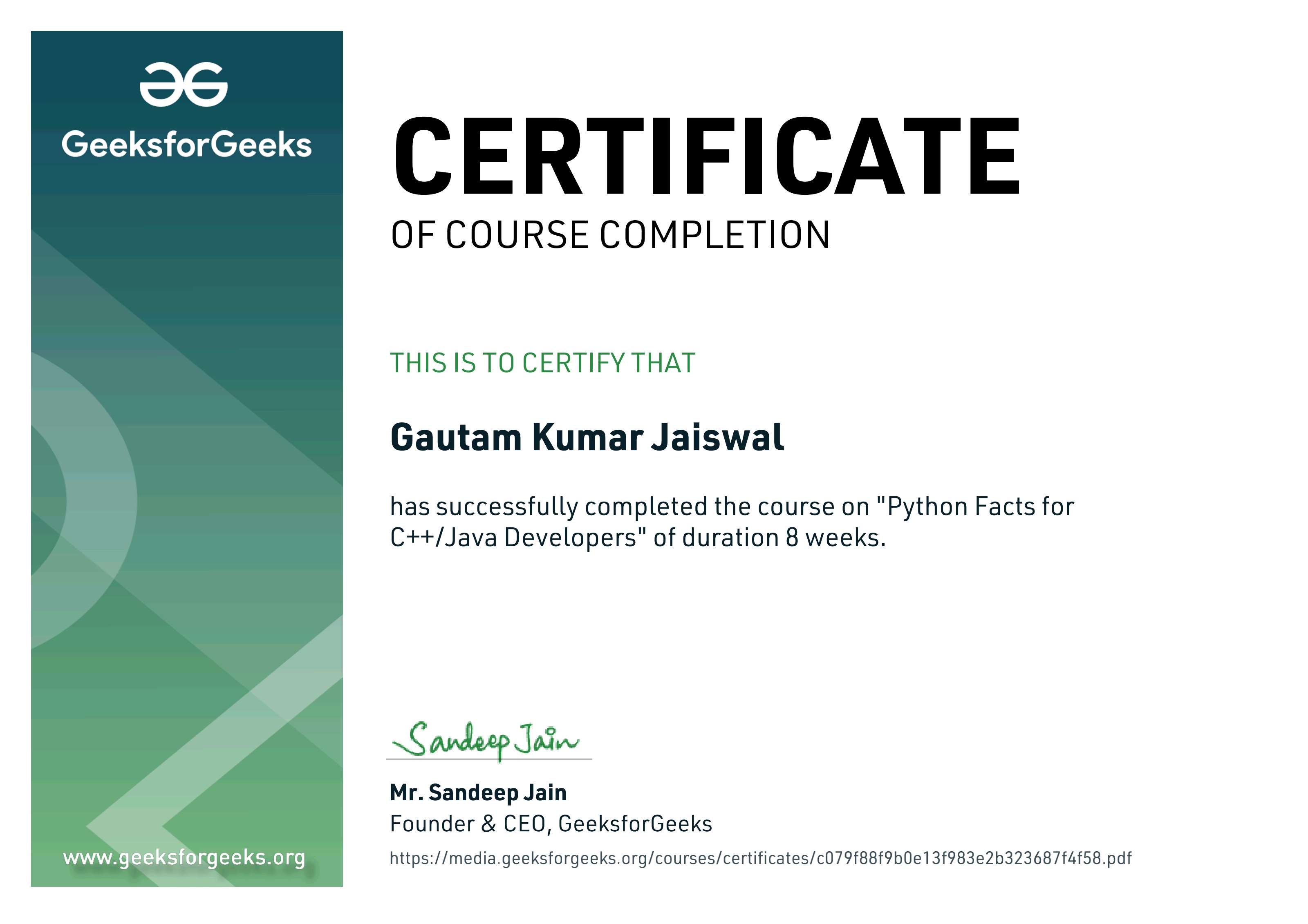 Gautam Kumar Jaiswal | Python facts for C++/Java Developers